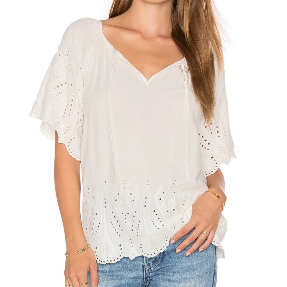 1. STATE Embroidered Blouse in White Size S
